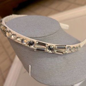 Cream ribbon wrapped headband w ornate Chrystal embellishments NWOT